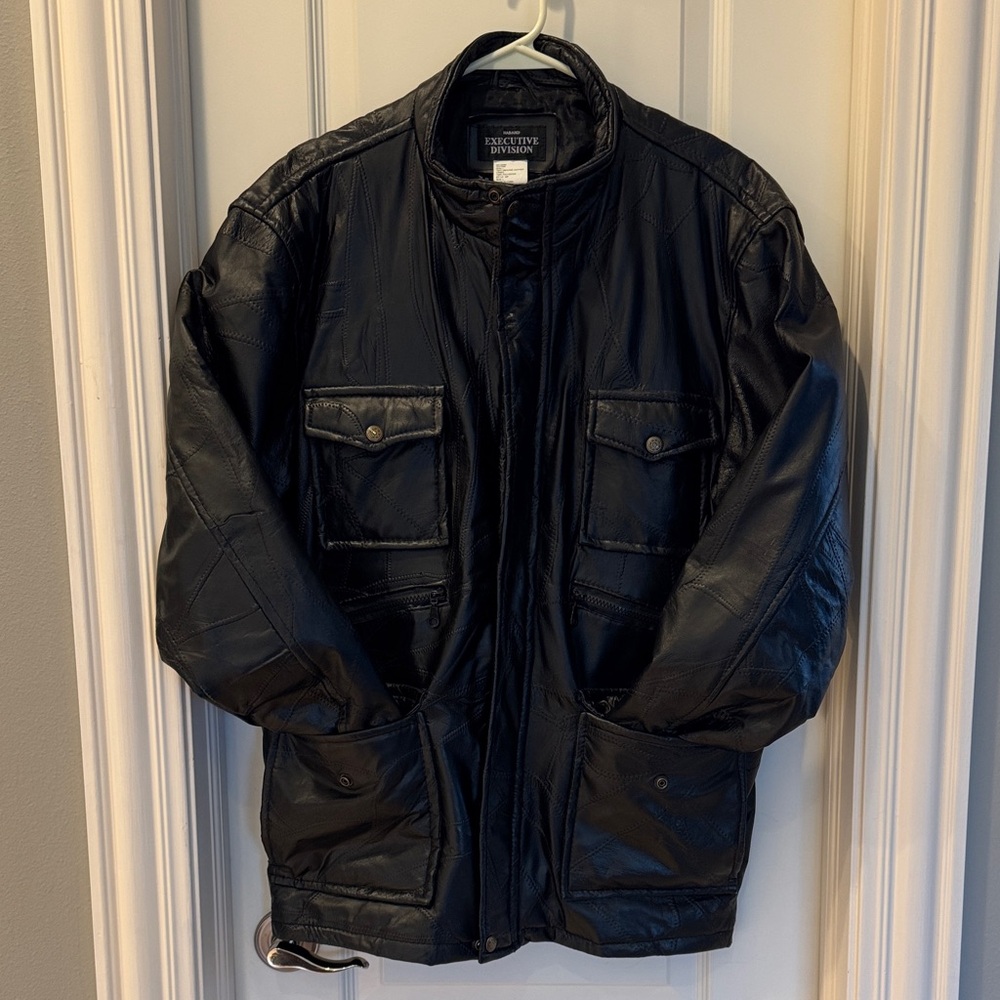 Vintage Black Patchwork Leather Utility Jacket Si… - image 7